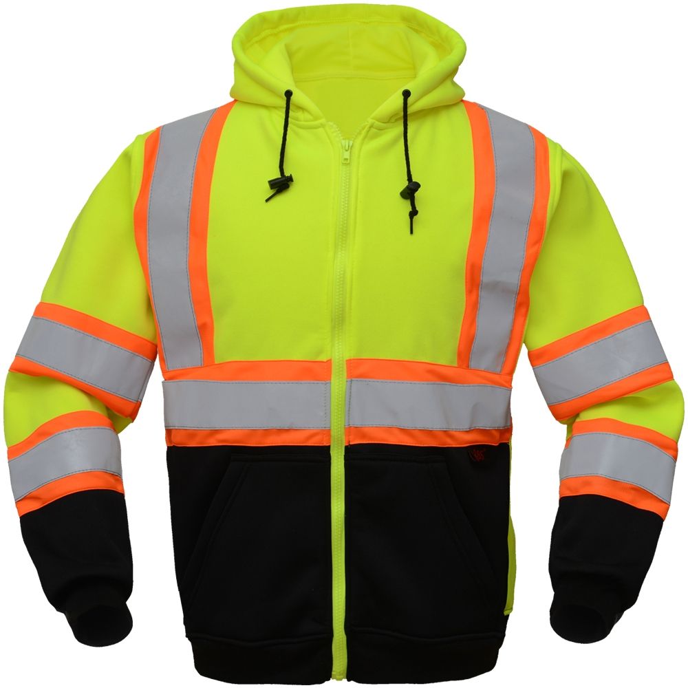HIVIS CONTRAST BLACK BOTTOM FULL-ZIP HOODIE SWEATSHIRT