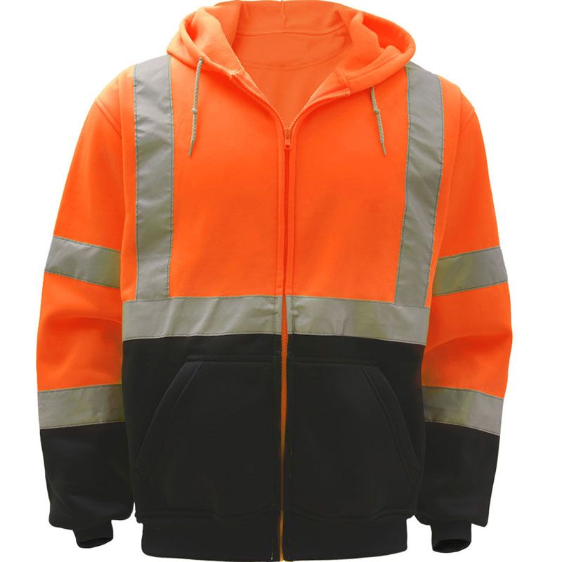 HIVIS BLACK BOTTOM FULL-ZIP HOODIE SWEATSHIRT