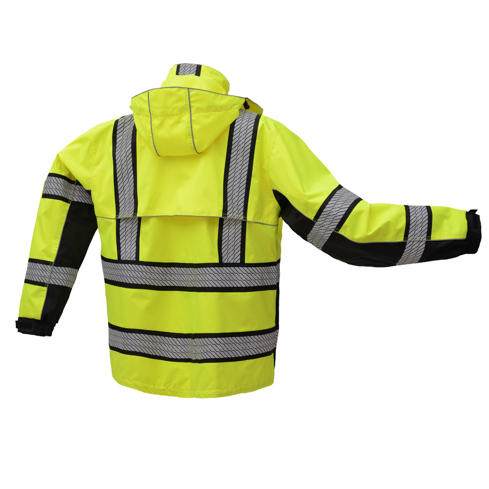 HIVIS BLACK BOTTOM RIPSTOP SAFETY RAIN COAT