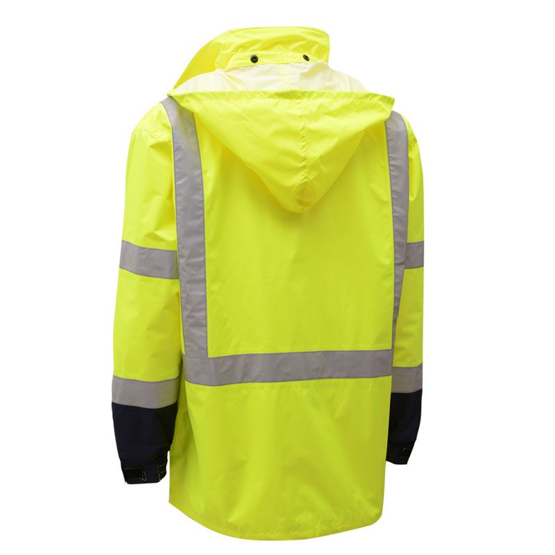 HIVIS BLACK BOTTOM SAFETY RAIN COAT