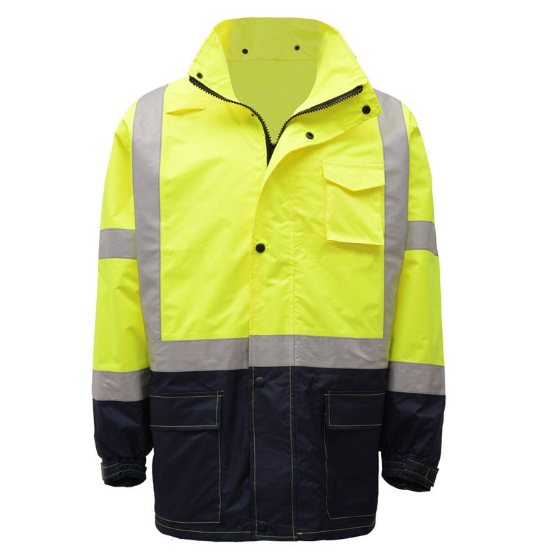HIVIS BLACK BOTTOM SAFETY RAIN COAT