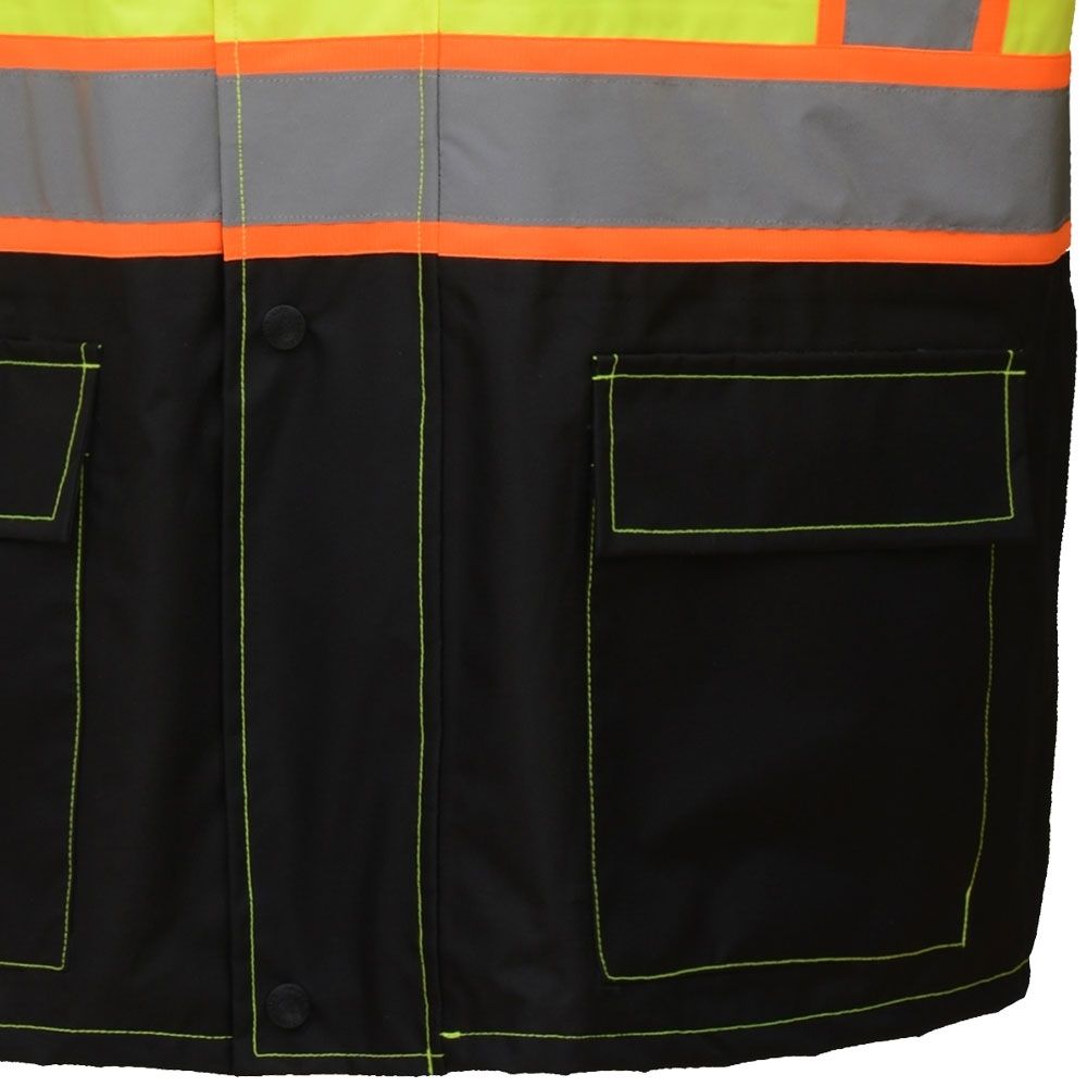 HIVIS BLACK BOTTOM SAFETY RAIN COAT