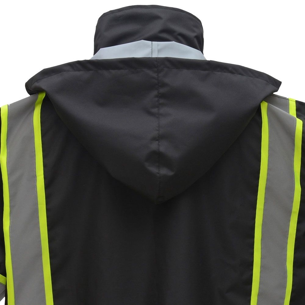 HIVIS BLACK BOTTOM SAFETY RAIN COAT